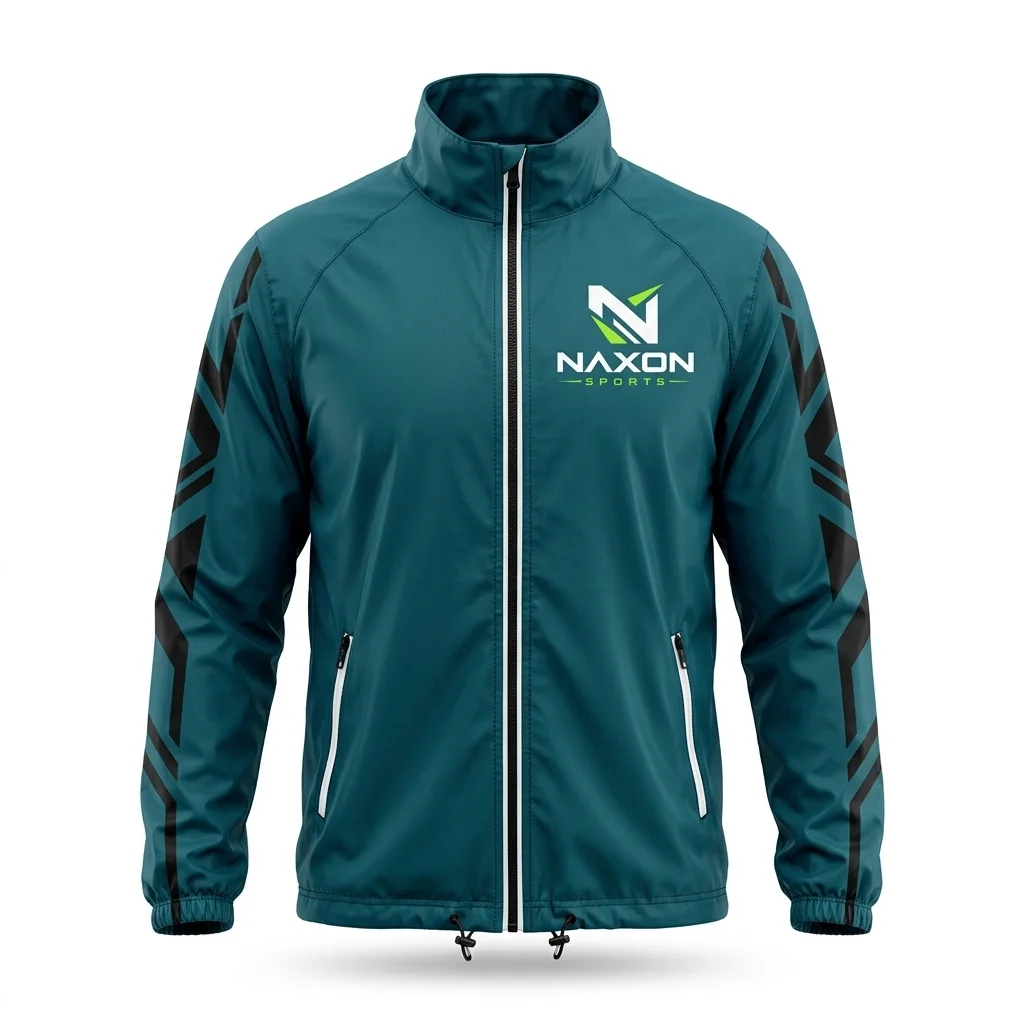 Custom athletic windbreaker jacket by Naxon Sports
