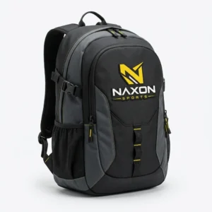 Custom Sports Backpack Design 1 – sports backpack mock-up made by Naxon Sports, Sialkot