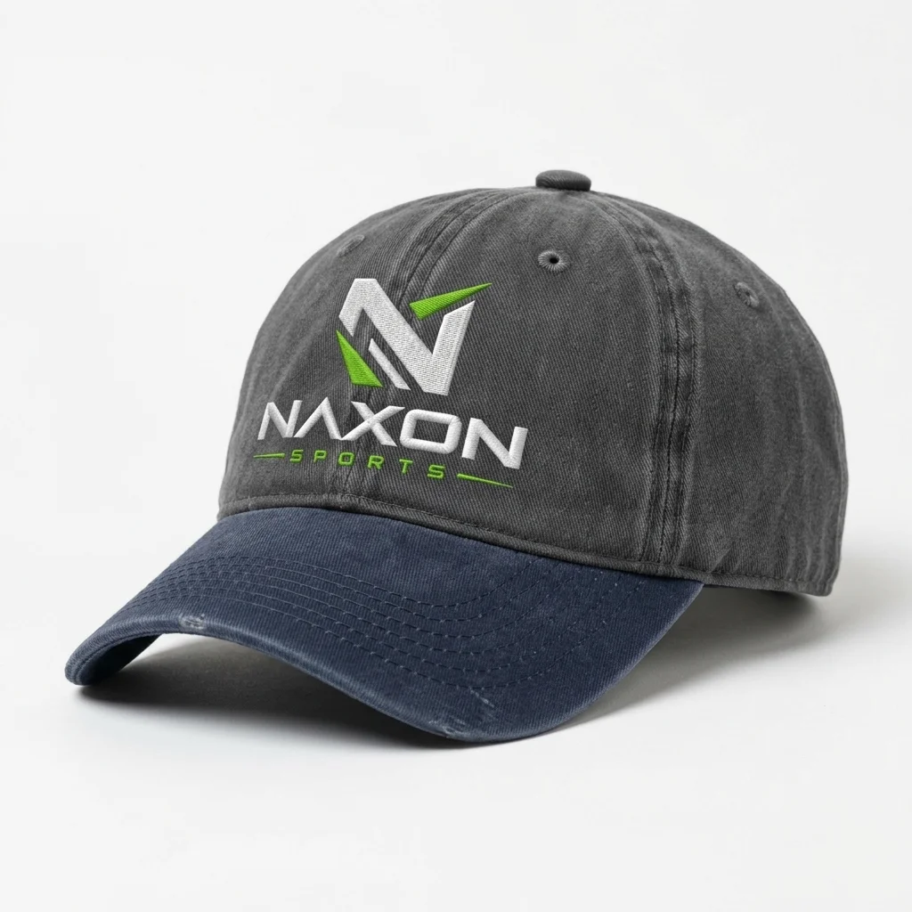 Custom baseball cap with embroidered logo by Naxon Sports
