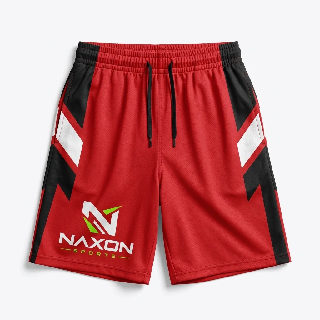 Custom Basketball Shorts Design 14 – basketball shorts mock-up made by Naxon Sports, Sialkot