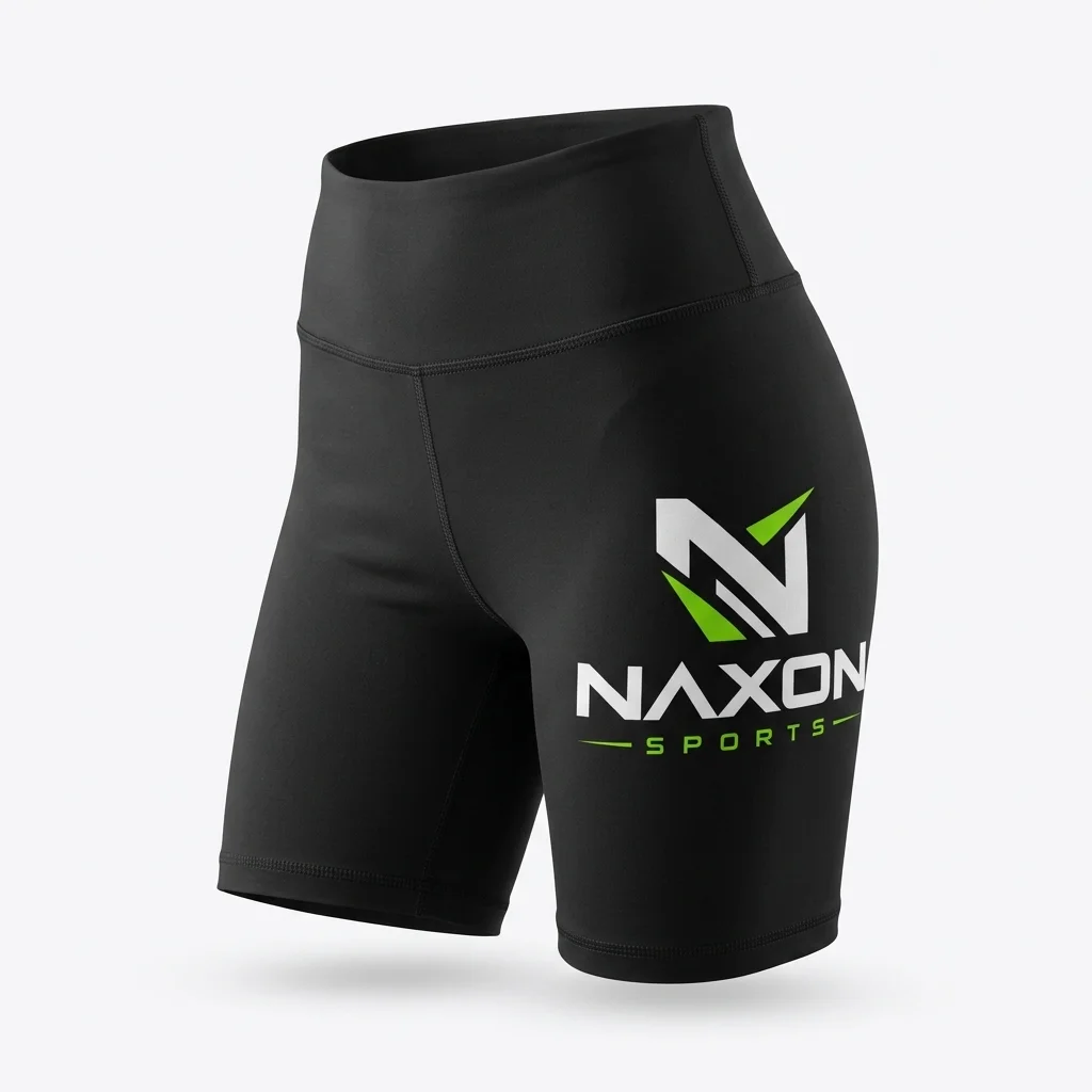 Custom biker shorts with sports logo by Naxon Sports