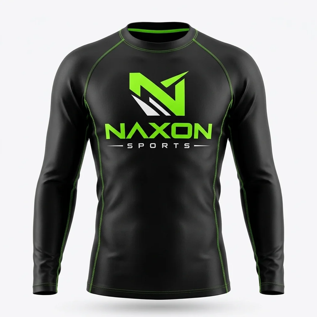 Custom black bjj rashguard by Naxon Sports