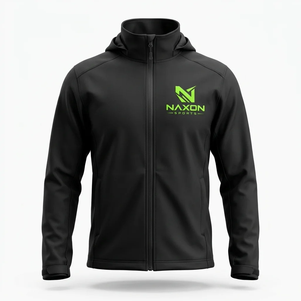 Custom black softshell jacket by Naxon Sports