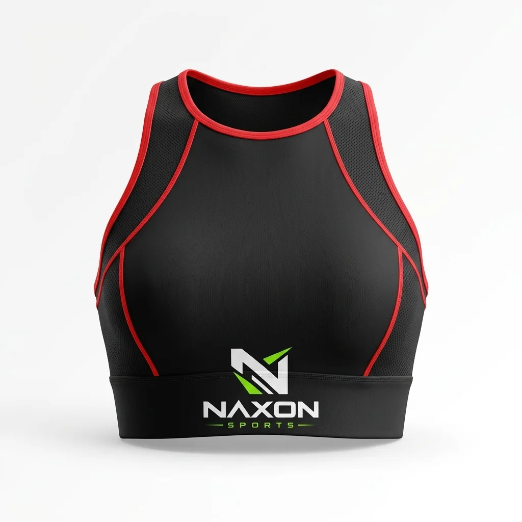 Custom black sports bra by Naxon Sports