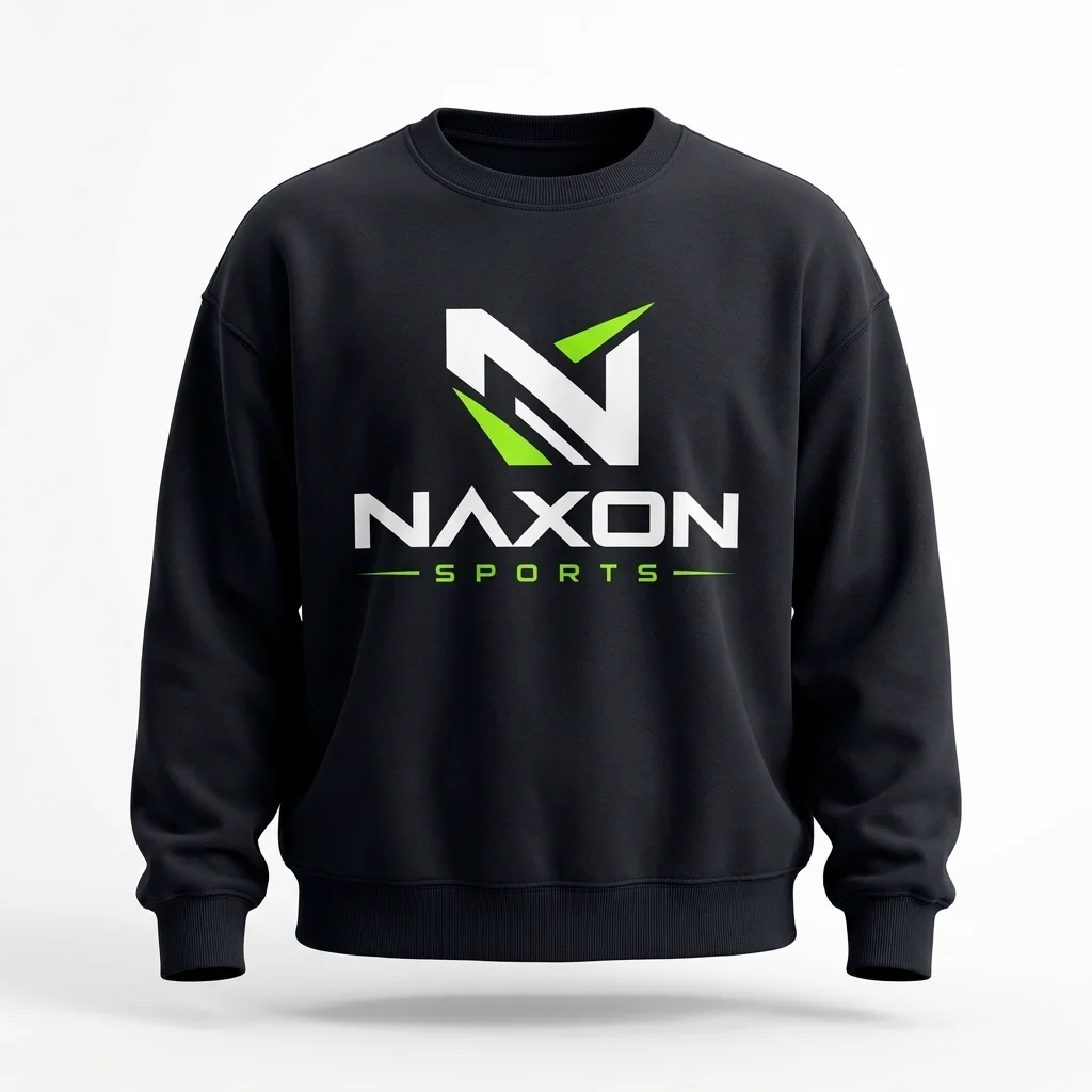 Custom Black Sweatshirt Design 2 – black sweatshirt mock-up made by Naxon Sports, Sialkot