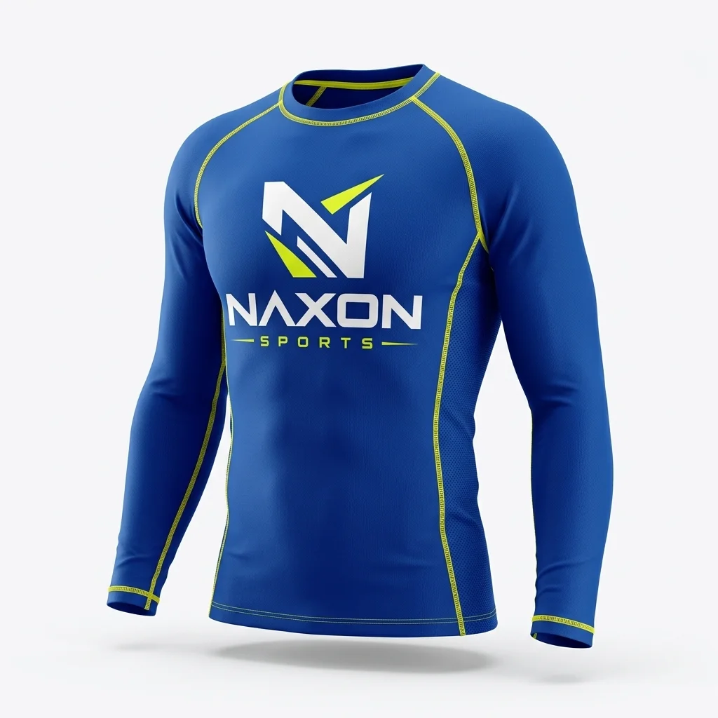 Custom blue athletic compression shirt by Naxon Sports