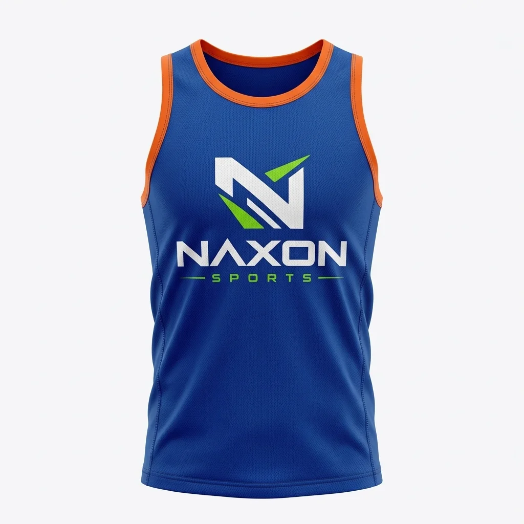 Custom blue athletic tank top by Naxon Sports