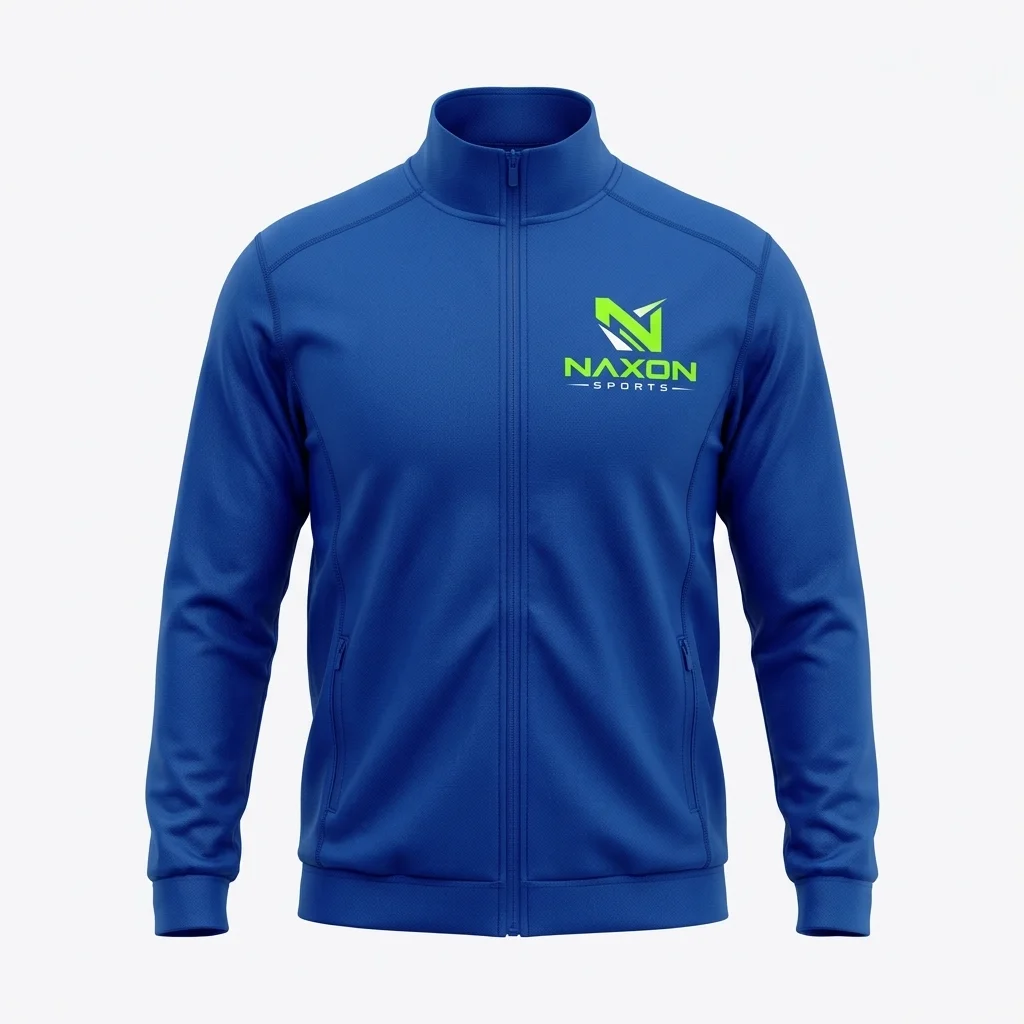 Custom blue gym jacket by Naxon Sports