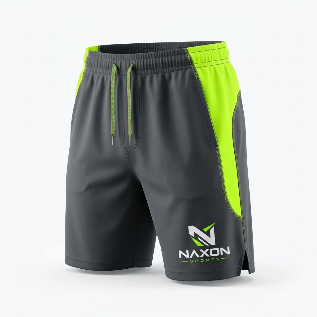 Custom Bodybuilding Shorts Design 3 – bodybuilding shorts mock-up made by Naxon Sports, Sialkot