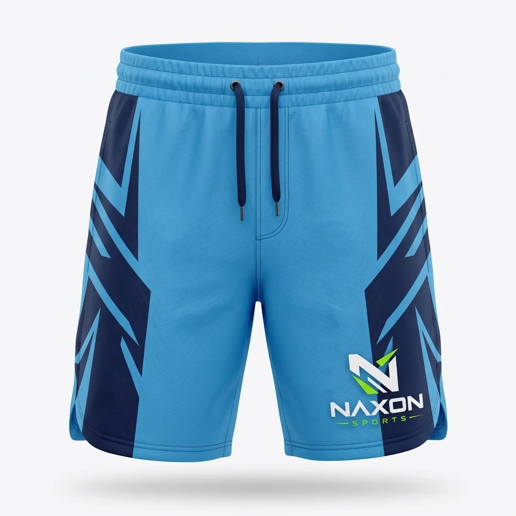 Custom Bodybuilding Shorts Design 4 – bodybuilding shorts mock-up made by Naxon Sports, Sialkot
