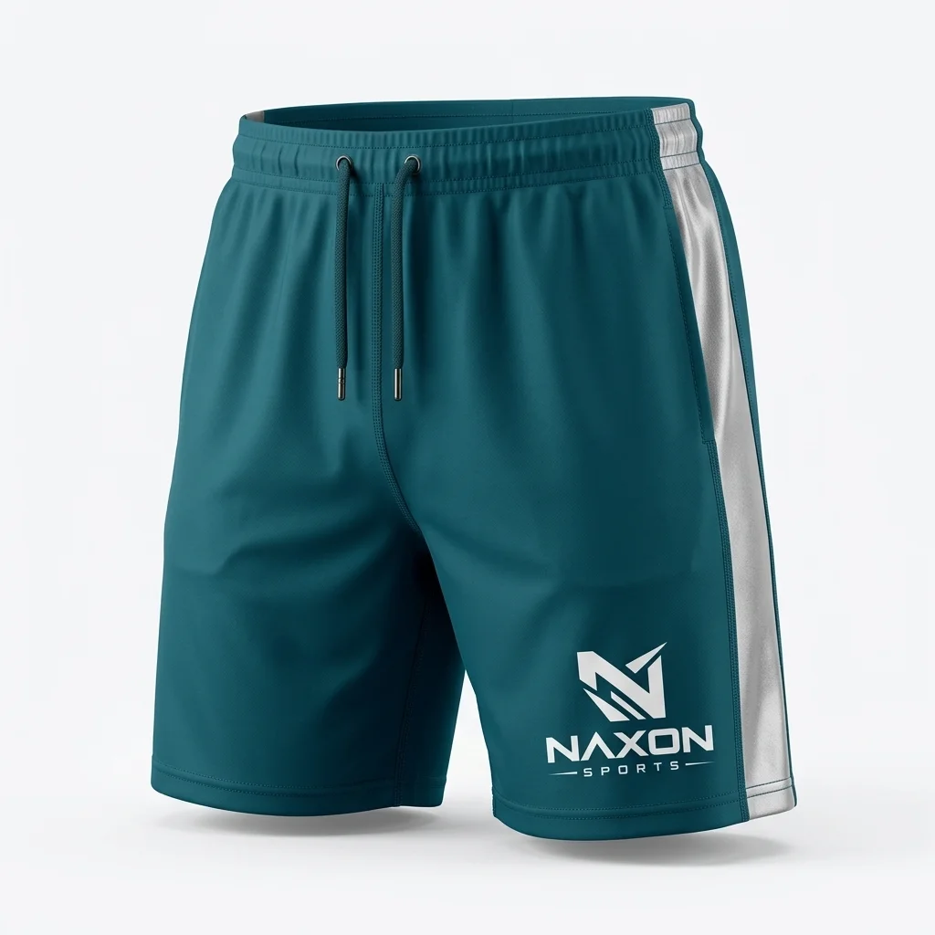 Custom Bodybuilding Shorts Design 5 – bodybuilding shorts mock-up made by Naxon Sports, Sialkot
