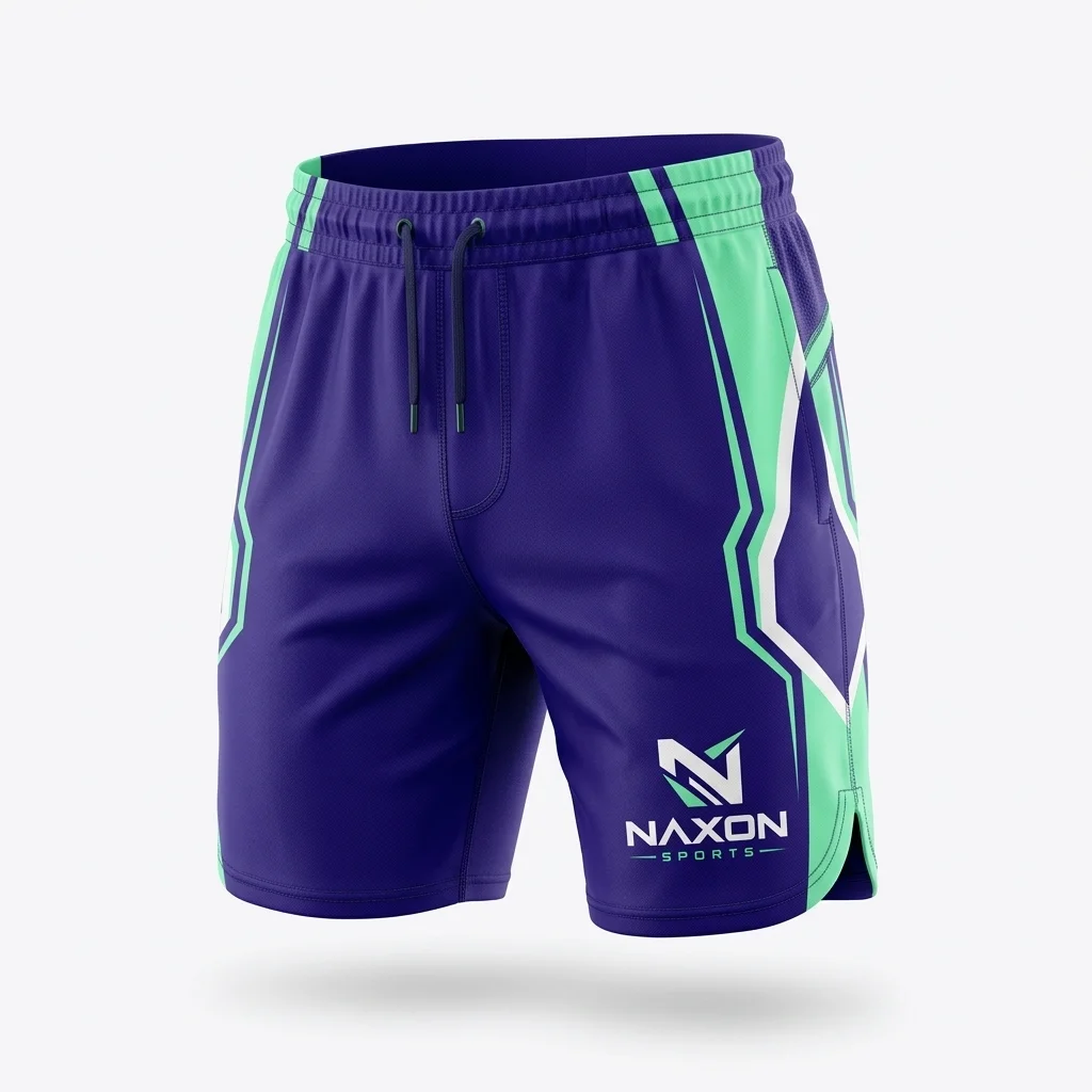 Custom Bodybuilding Shorts Design 6 – bodybuilding shorts mock-up made by Naxon Sports, Sialkot
