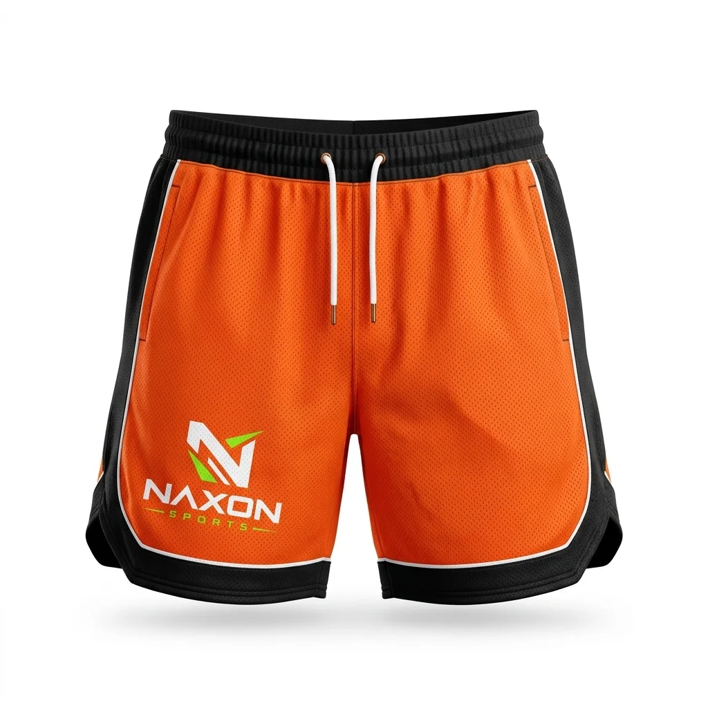 Custom Bodybuilding Shorts Design 7 – bodybuilding shorts mock-up made by Naxon Sports, Sialkot
