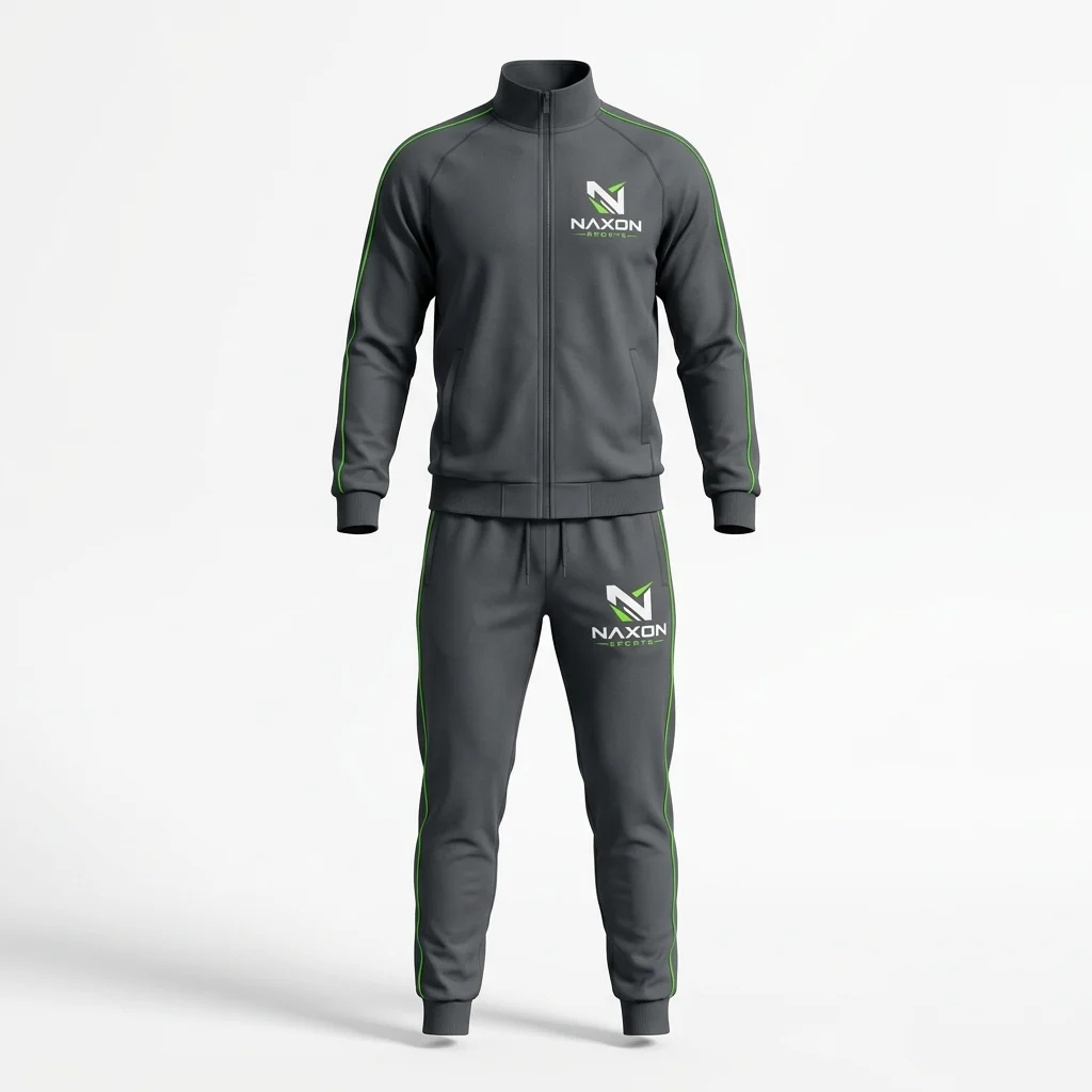 Custom Boxing Tracksuit Straight Design 1 – boxing tracksuit straight mock-up made by Naxon Sports, Sialkot