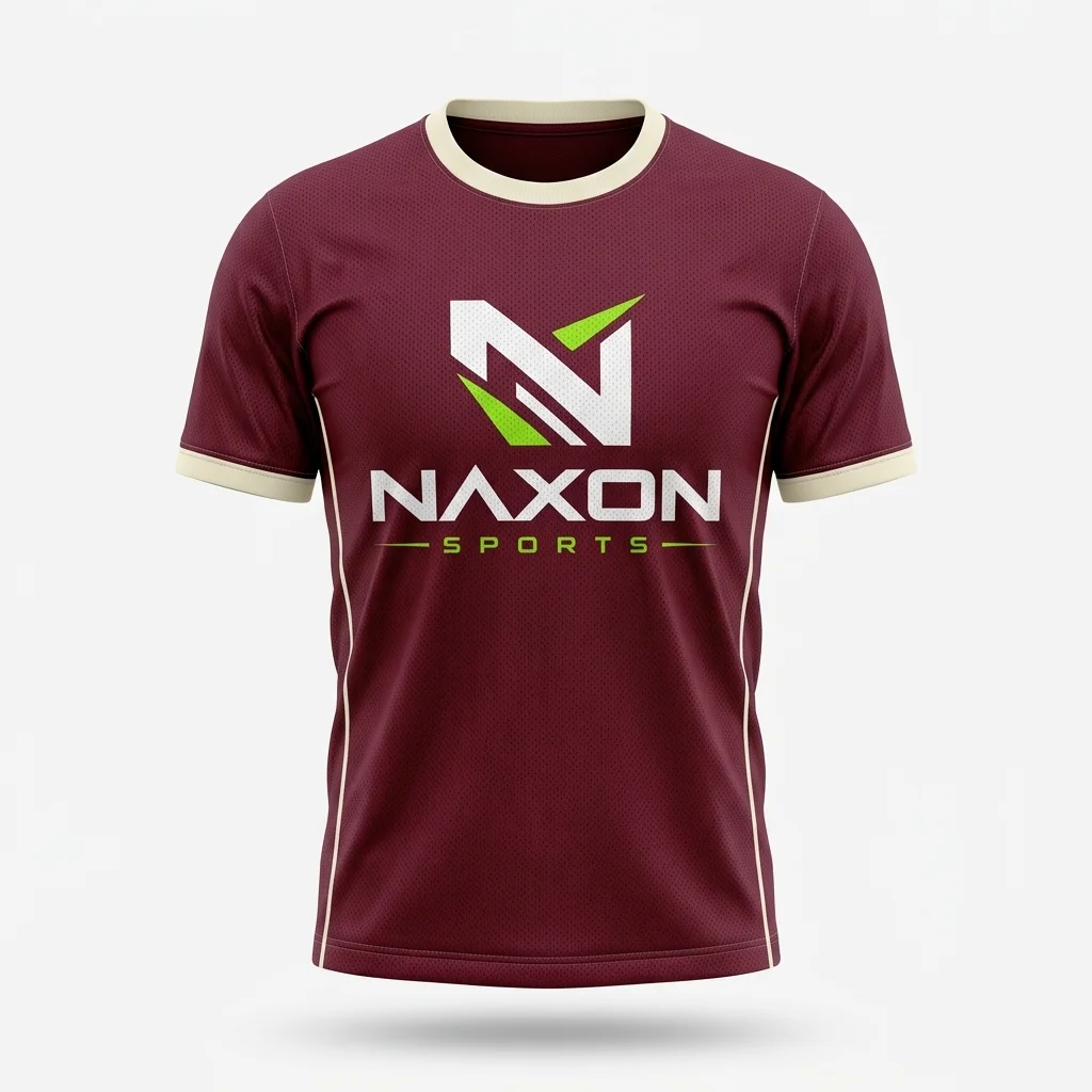 Custom Burgundy Athletic Training Jersey Design 1 – burgundy athletic training jersey mock-up made by Naxon Sports, Sialkot