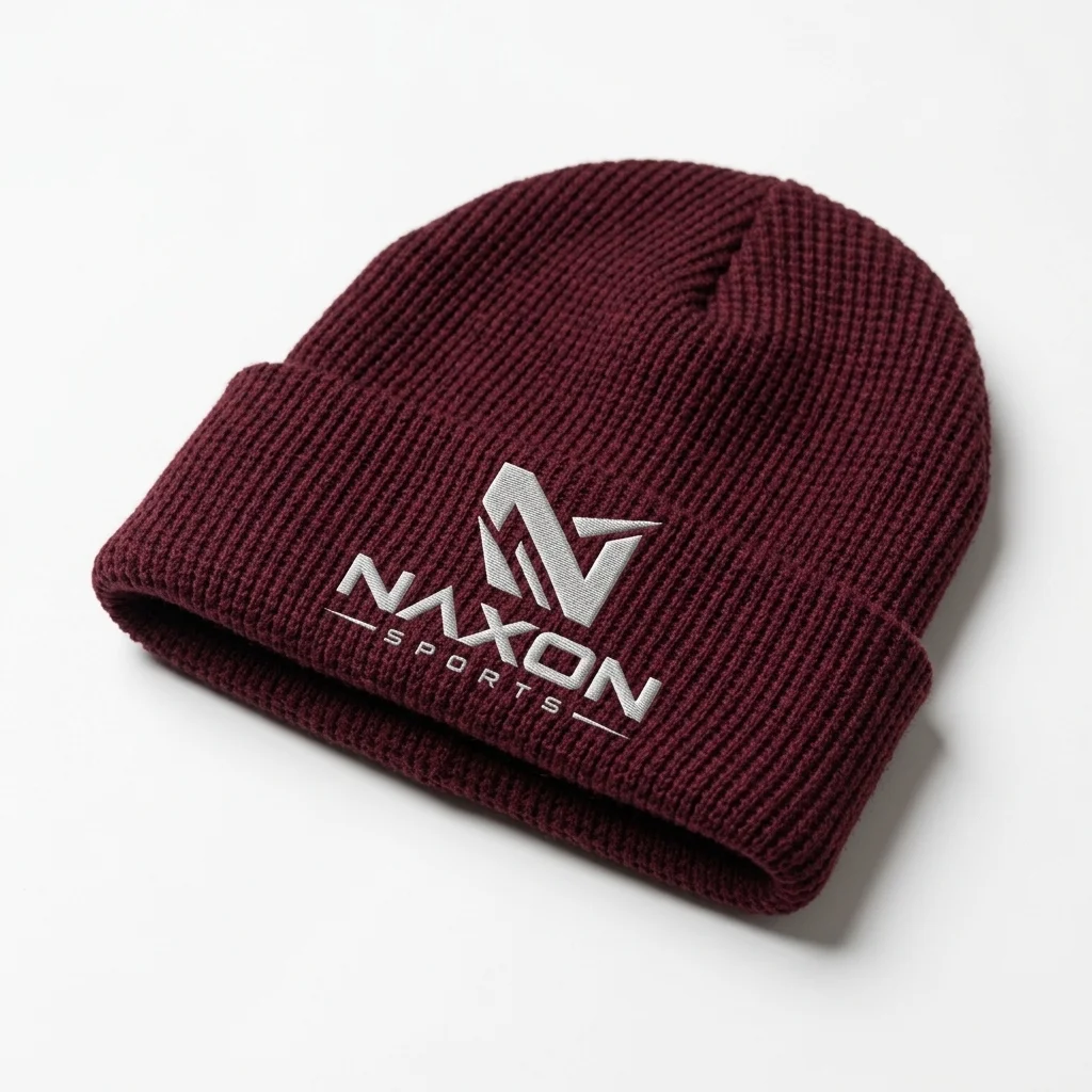 Custom burgundy beanie by Naxon Sports