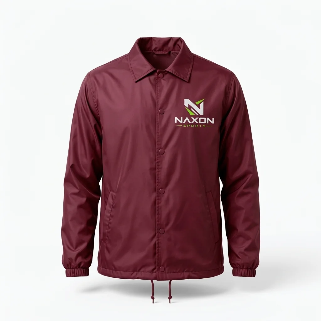 Custom burgundy coach jacket by Naxon Sports