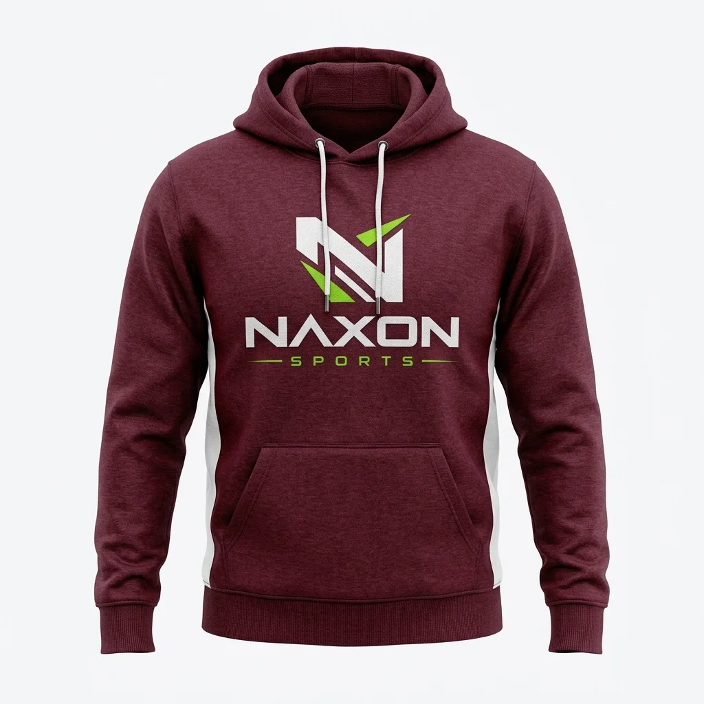 Custom burgundy gym hoodie by Naxon Sports