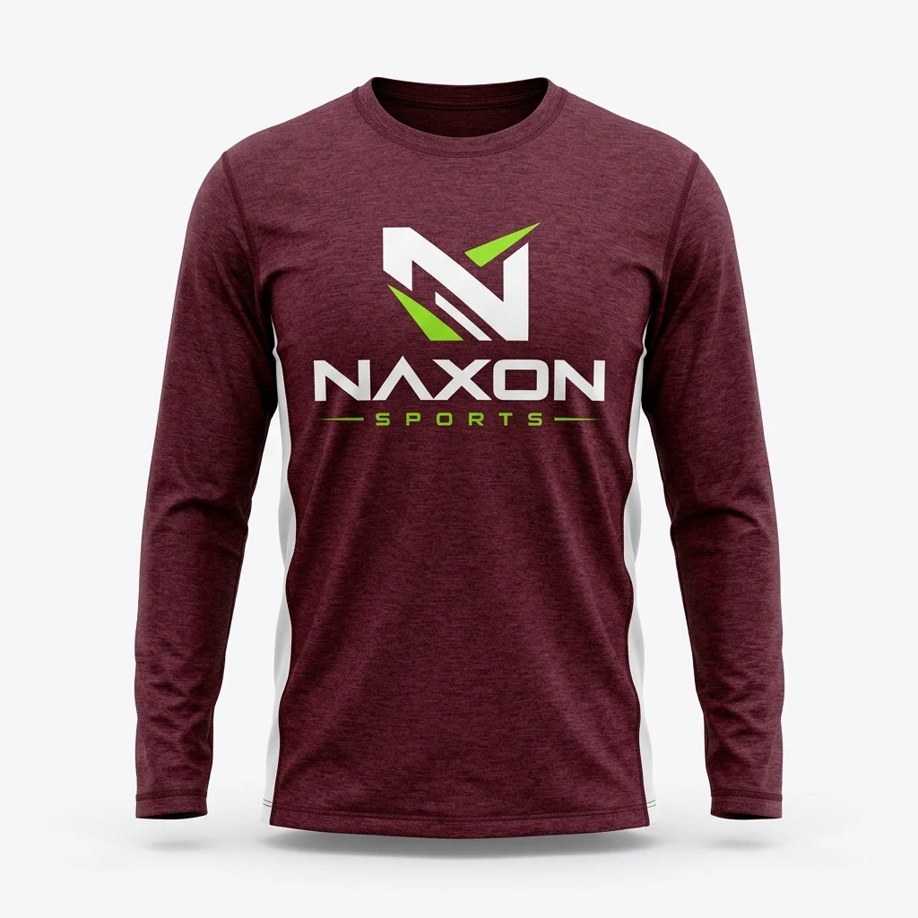Custom Burgundy Gym Shirt Design 1 – burgundy gym shirt mock-up made by Naxon Sports, Sialkot