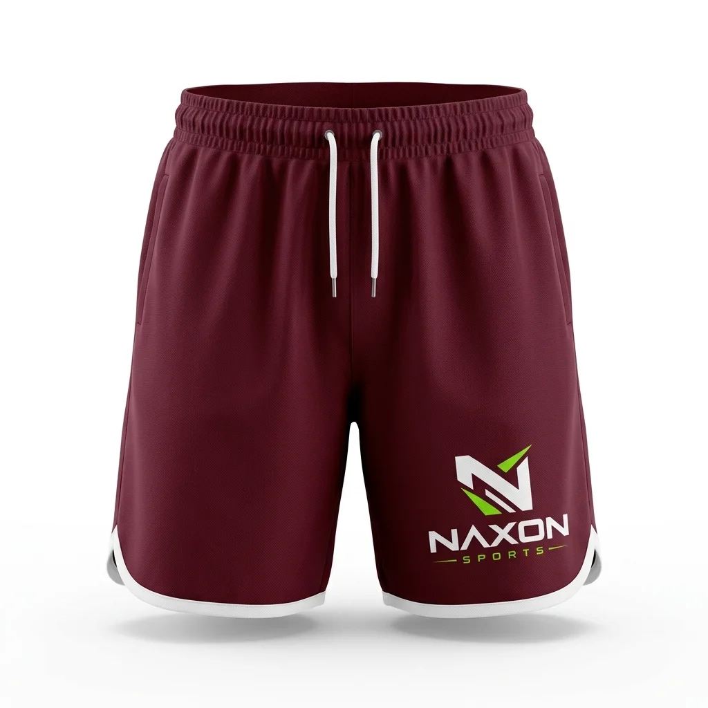 Custom burgundy gym shorts by Naxon Sports