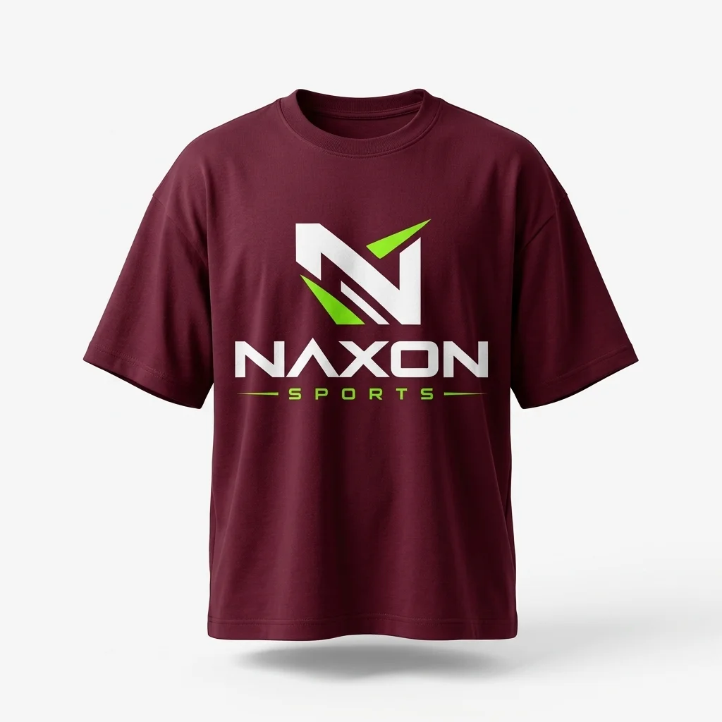 Custom Burgundy Gym T-Shirt Design 2 – burgundy gym t-shirt mock-up made by Naxon Sports, Sialkot