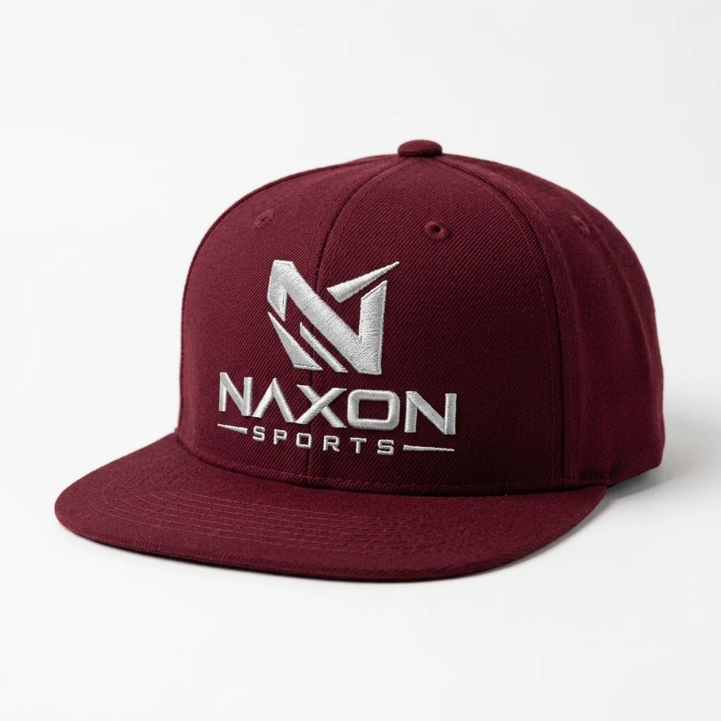 Custom burgundy snapback cap by Naxon Sports