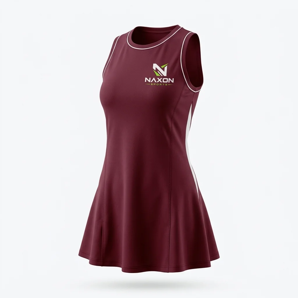 Custom burgundy sports dress by Naxon Sports