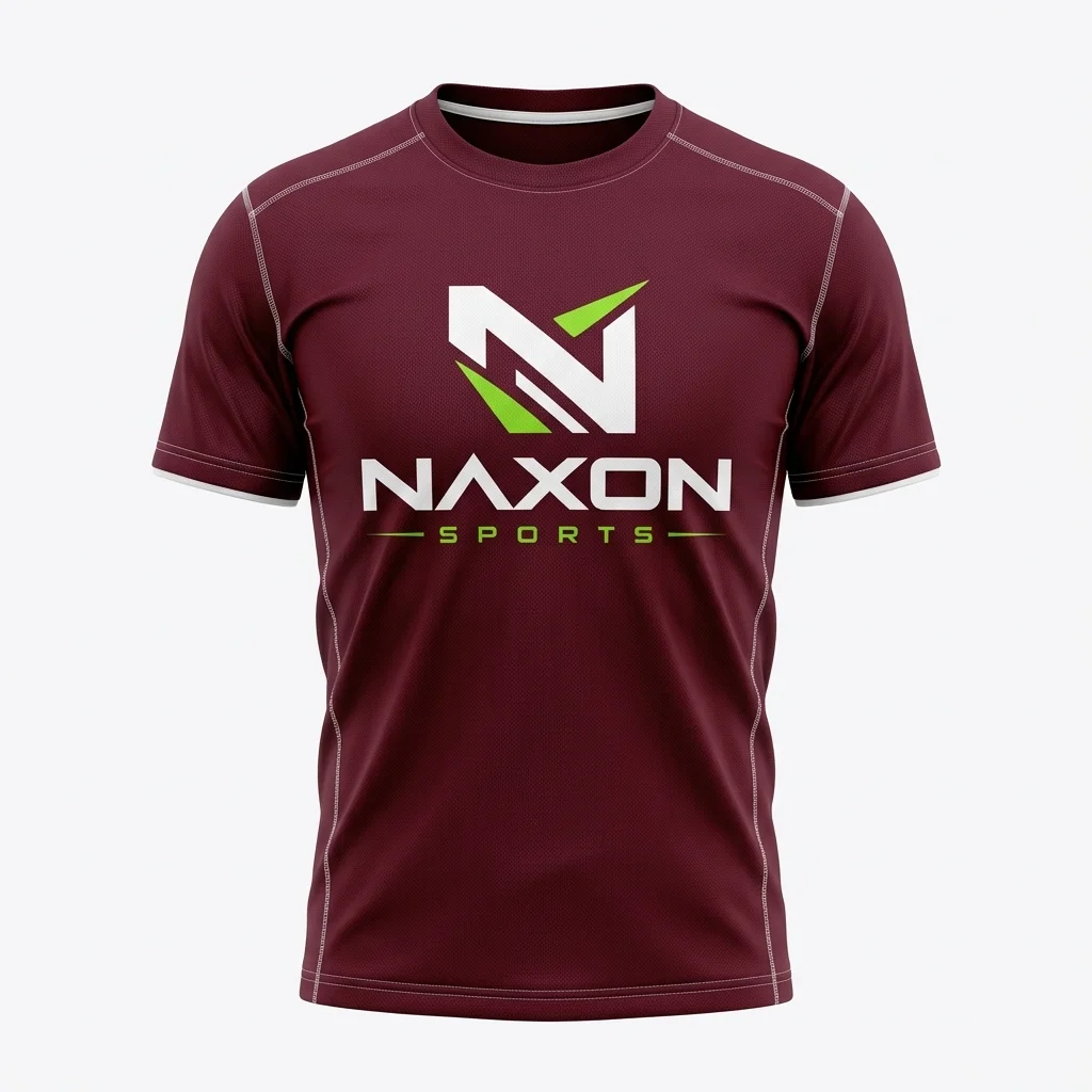 Custom burgundy sports t-shirt by Naxon Sports