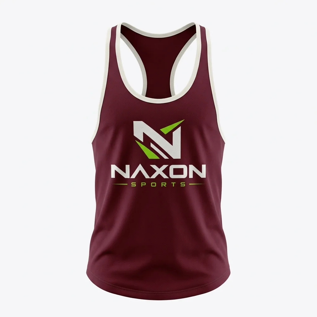 Custom burgundy tank top by Naxon Sports