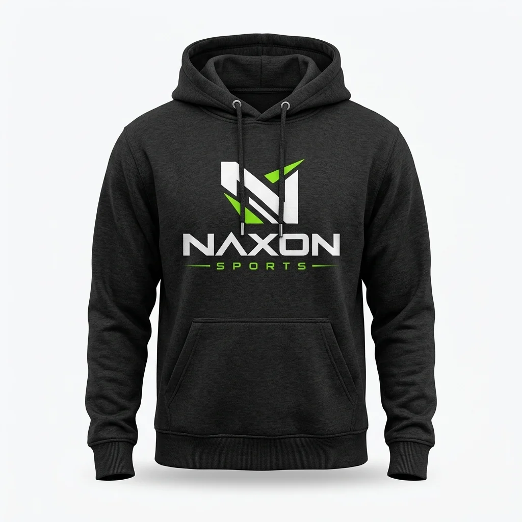 Custom charcoal black pullover hoodie by Naxon Sports