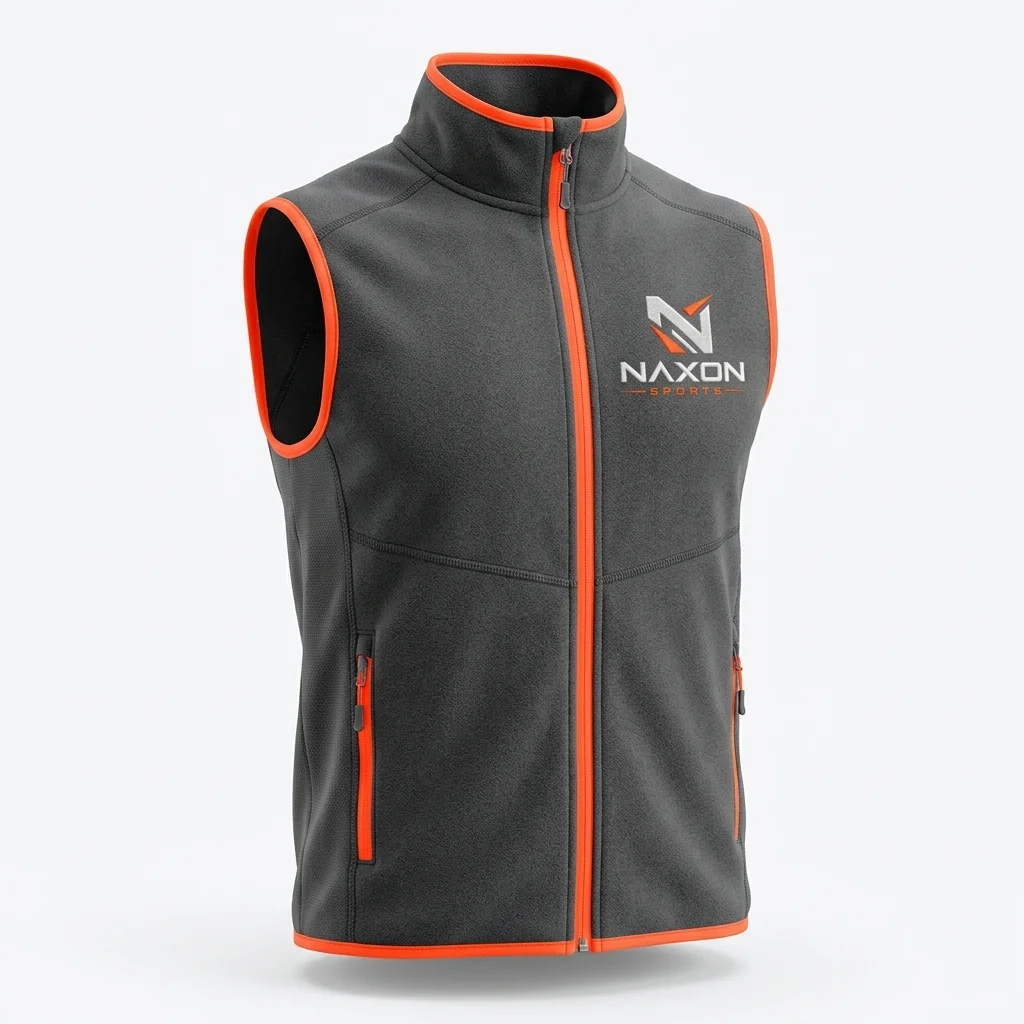 Custom charcoal fleece sports vest by Naxon Sports