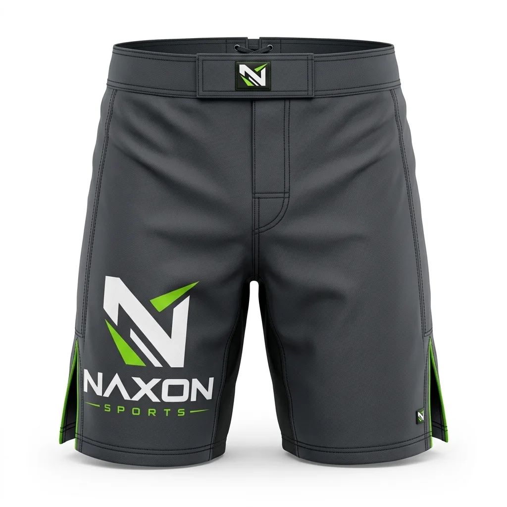Custom charcoal grey mma fight shorts by Naxon Sports