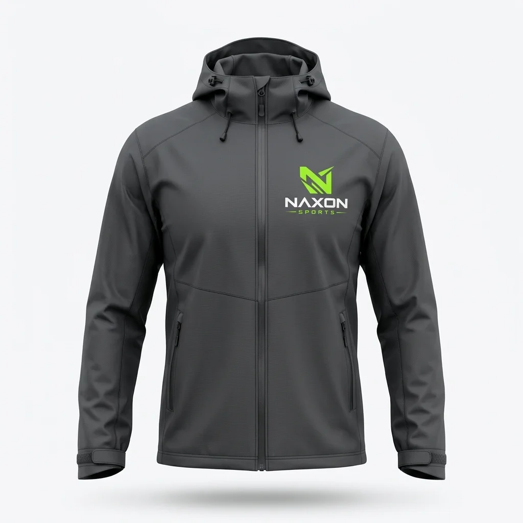 Custom charcoal grey athletic rain jacket by Naxon Sports