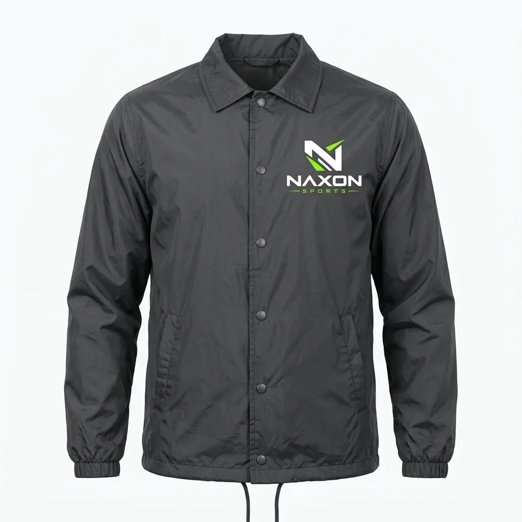 Custom charcoal grey coach jacket by Naxon Sports