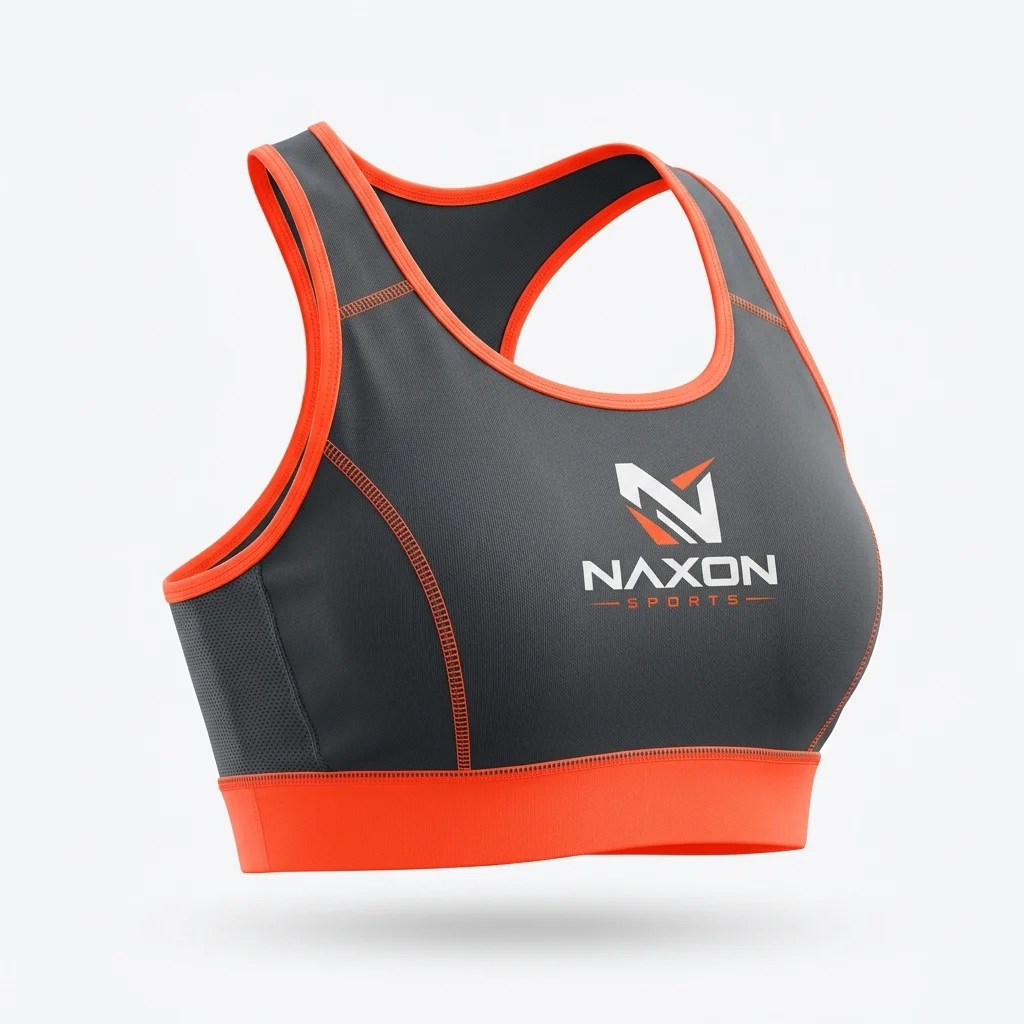 Custom charcoal grey sports bra by Naxon Sports