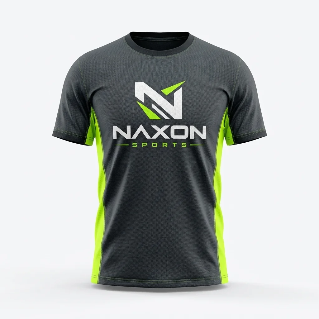 Custom Charcoal Gym T-Shirt Design 1 – charcoal gym t-shirt mock-up made by Naxon Sports, Sialkot