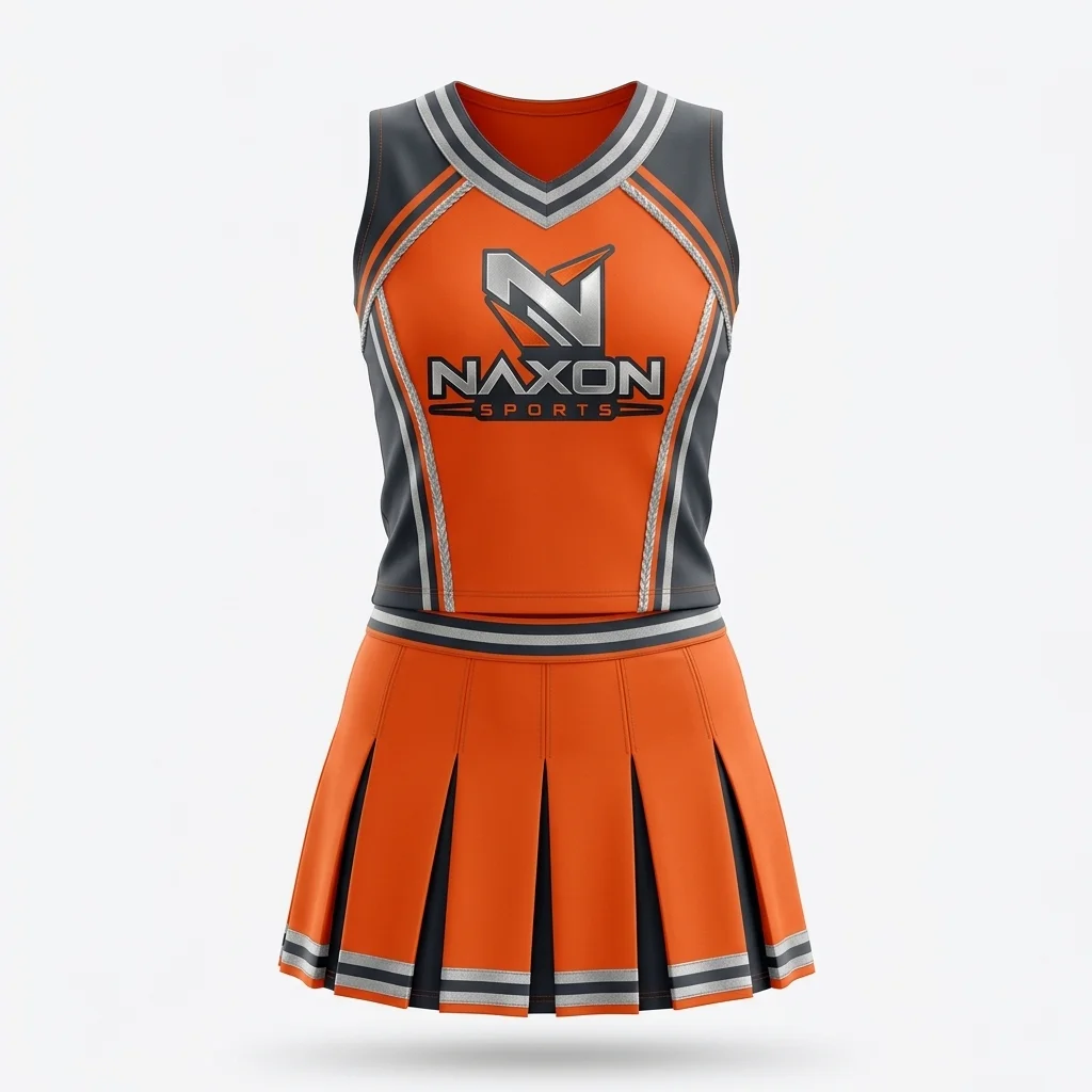 Custom Cheerleading Uniform Design 7 – cheerleading uniform mock-up made by Naxon Sports, Sialkot
