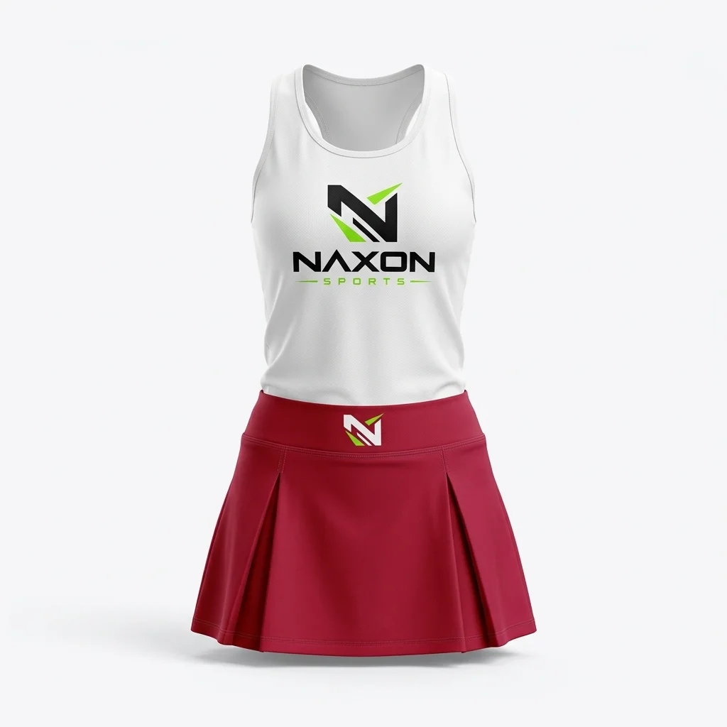 Custom crimson tennis skirt and tank by Naxon Sports