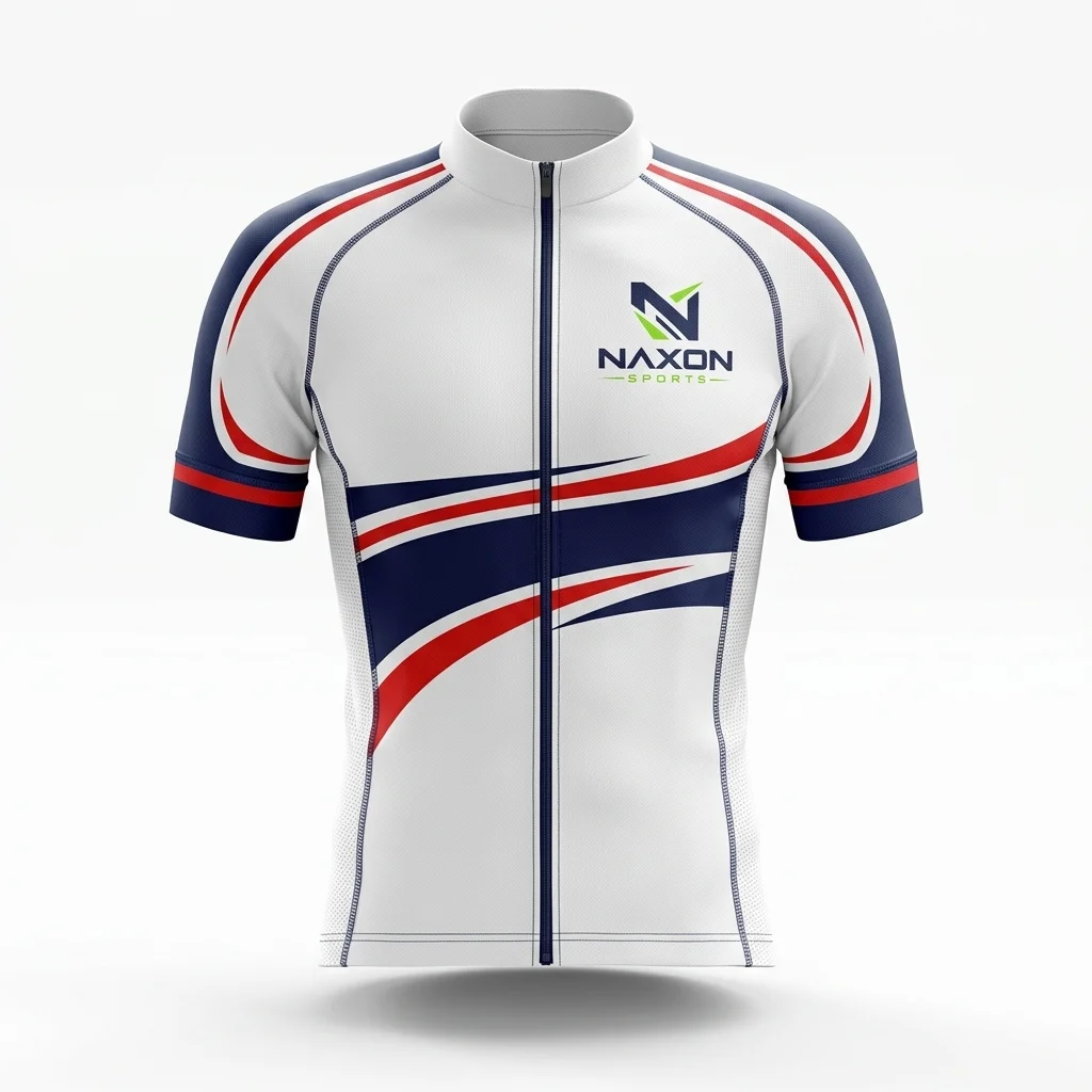 Custom Cycling Jersey With Stripes Design 1 – cycling jersey with stripes mock-up made by Naxon Sports, Sialkot