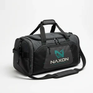 Custom Duffel Bag Design 4 – duffel bag mock-up made by Naxon Sports, Sialkot