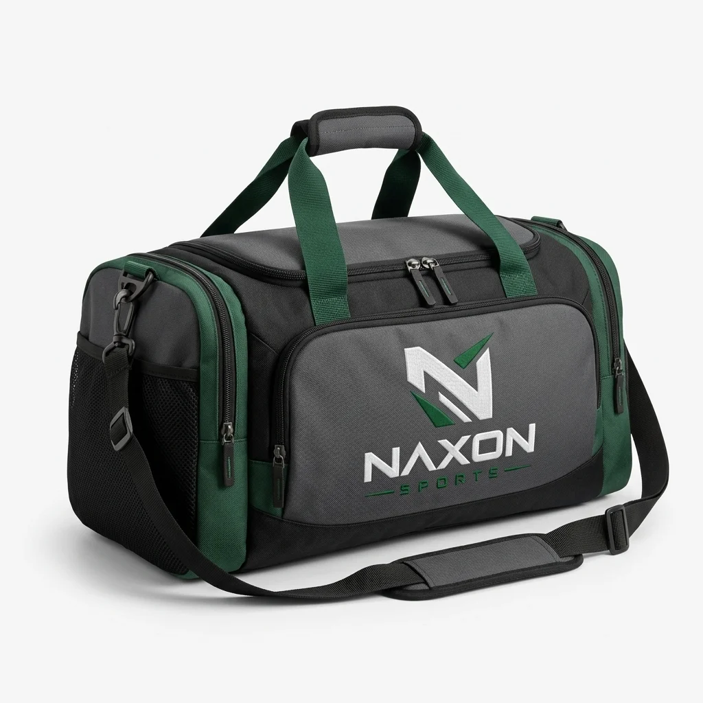 Custom Duffel Bag Design 6 Custom Duffel Bag Design 6 – duffel bag mock-up made by Naxon Sports, Sialkot
