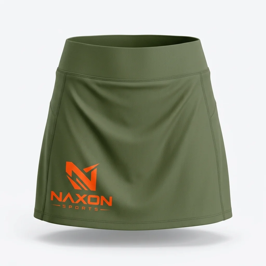 Custom Fitness Skirt View Design 1 – fitness skirt view mock-up made by Naxon Sports, Sialkot
