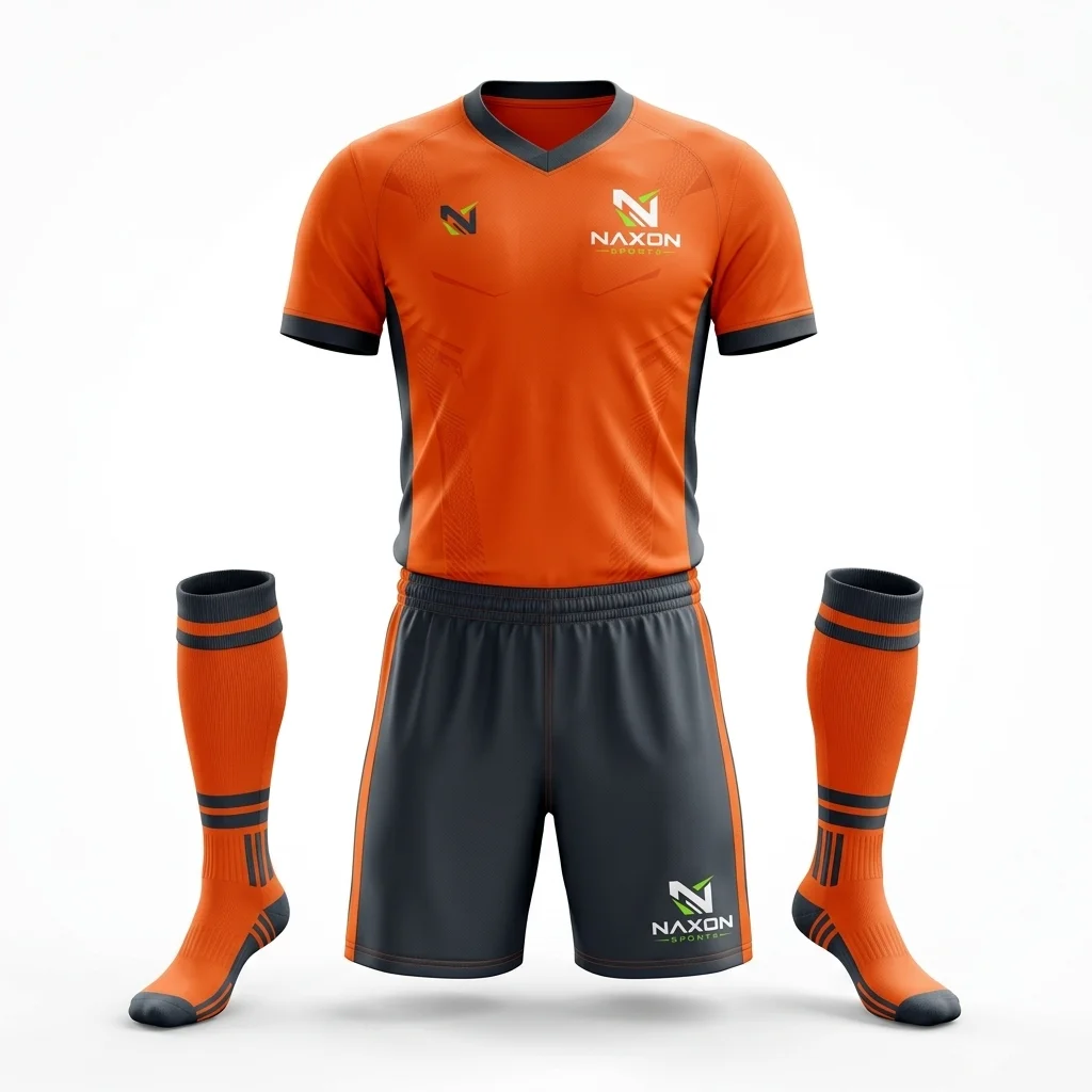 Custom Football Team Kit Design 9 Custom Football Team Kit Design 9 – football team kit mock-up made by Naxon Sports, Sialkot