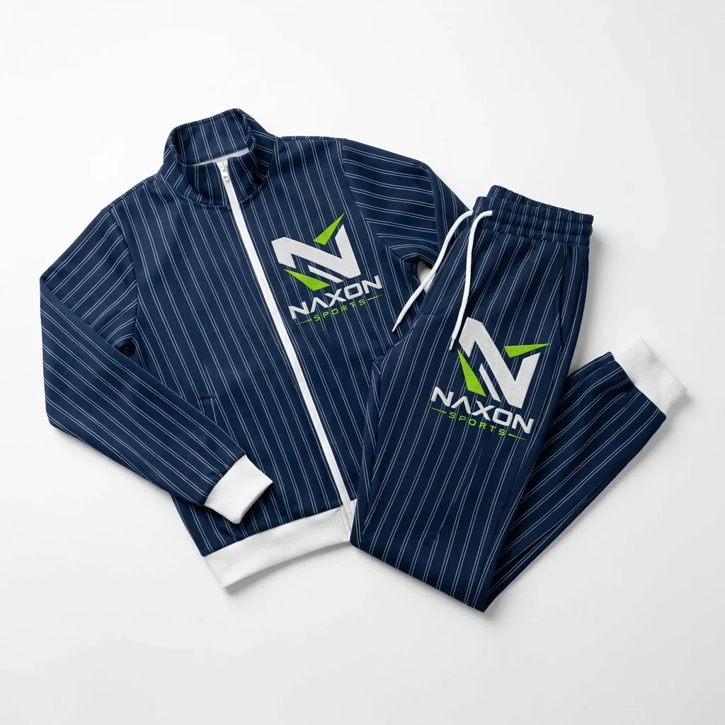 Custom Football Tracksuit Design 1 – football tracksuit mock-up made by Naxon Sports, Sialkot