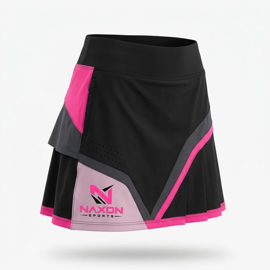 Custom Golf Skirt Design 3 Custom Golf Skirt Design 3 – golf skirt mock-up made by Naxon Sports, Sialkot
