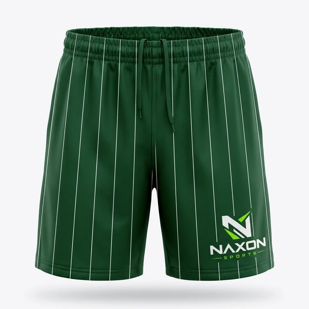 Custom Green Football Shorts Design 1 – green football shorts mock-up made by Naxon Sports, Sialkot
