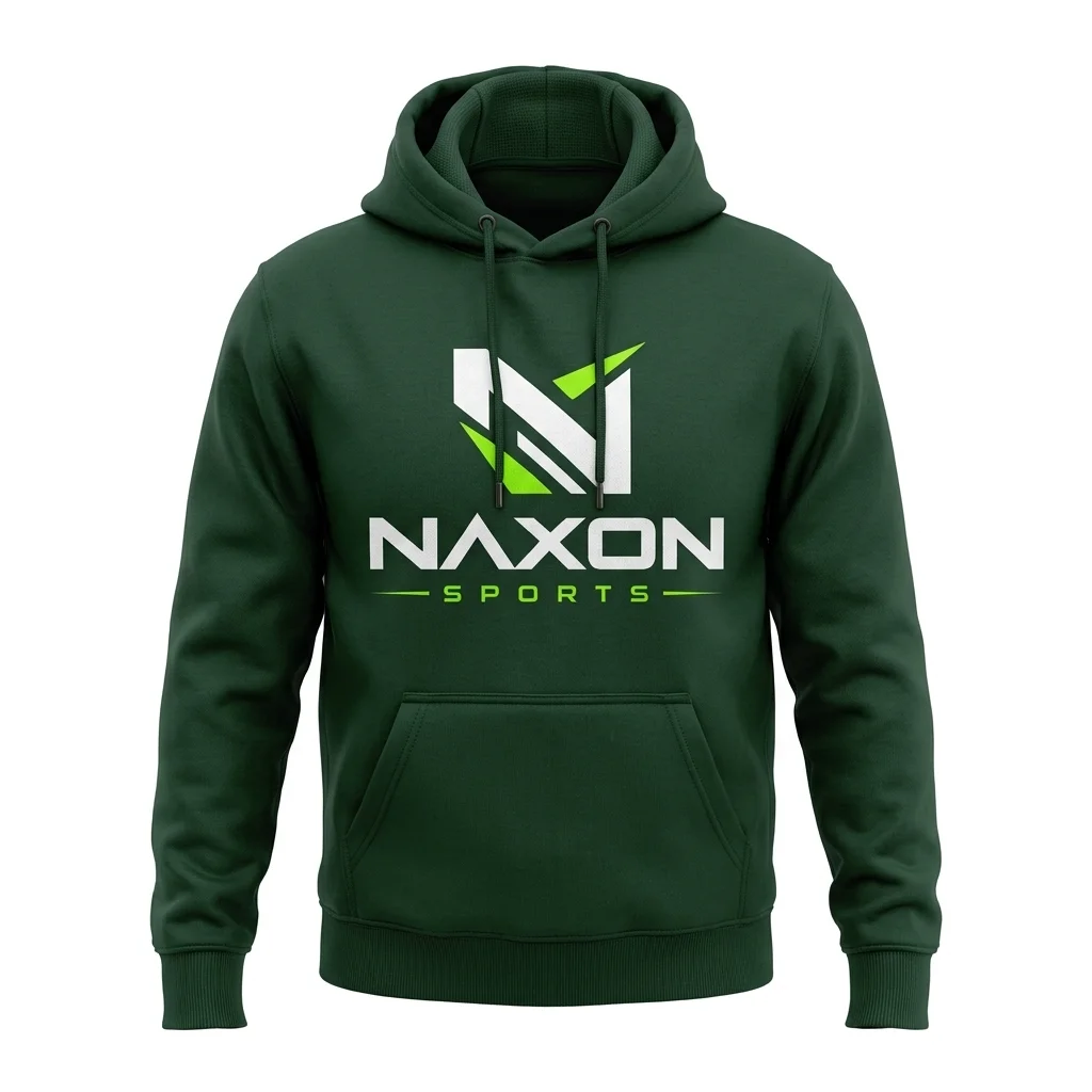 Custom green hoodie with chest logo by Naxon Sports