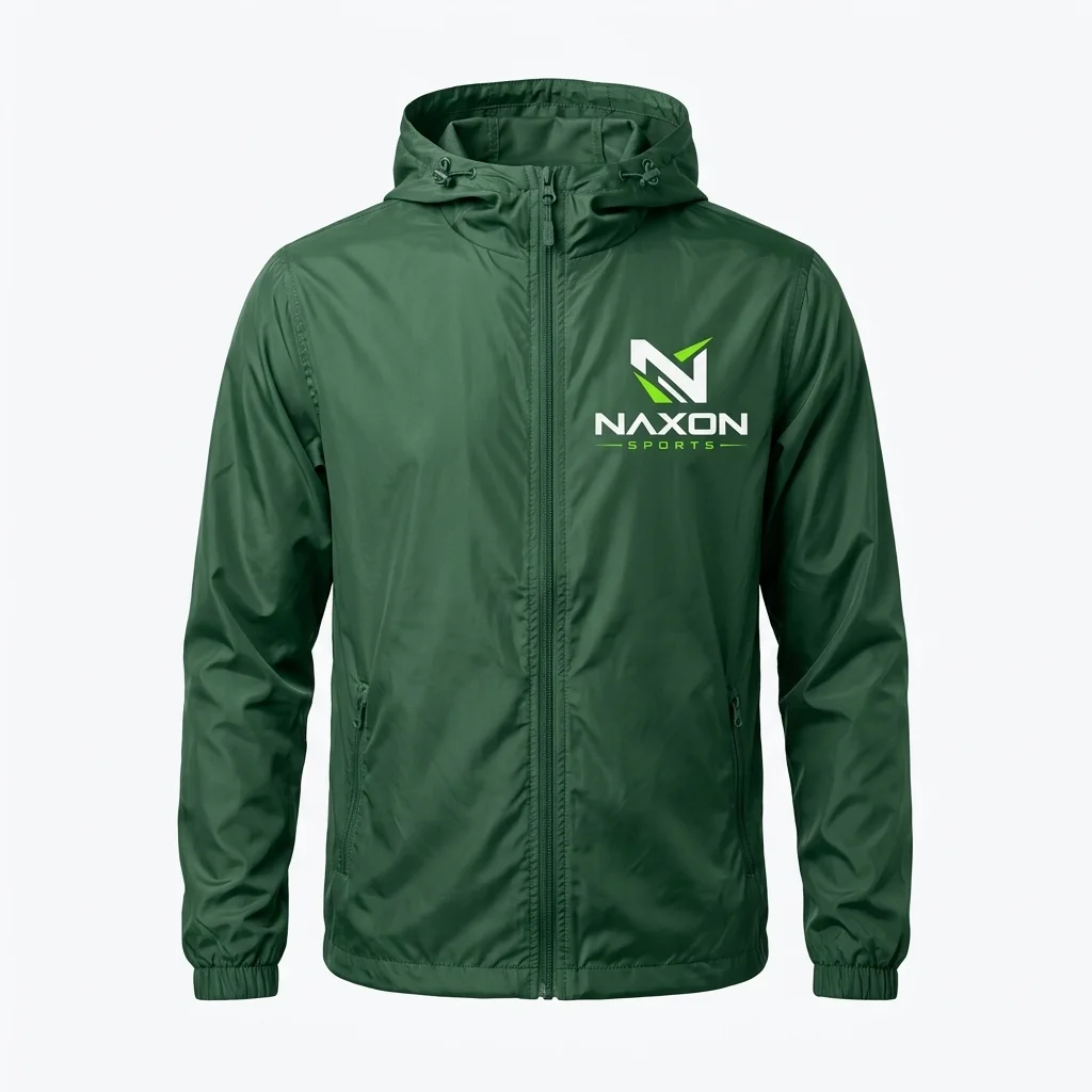 Custom green nylon windbreaker by Naxon Sports