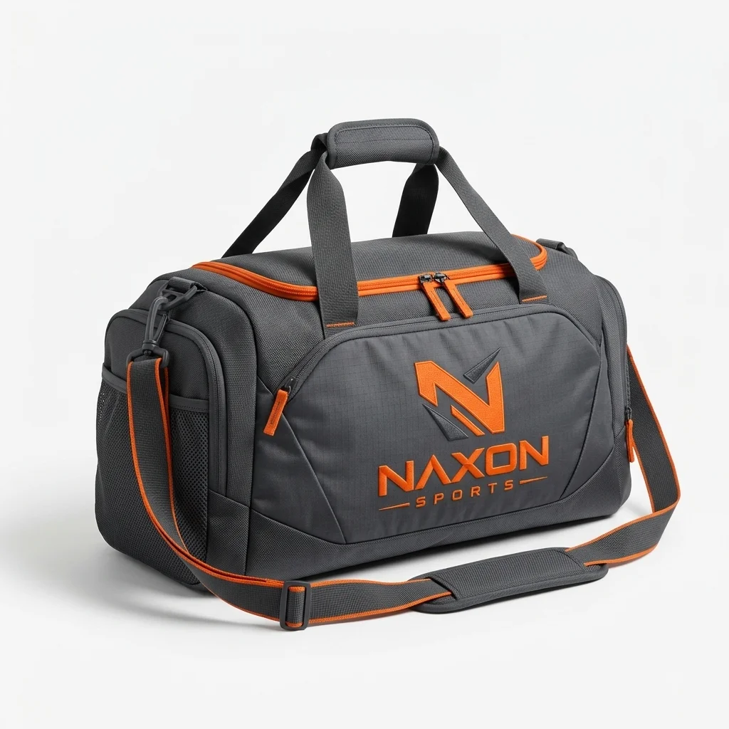 Custom Gym Bag Design 1 Custom Gym Bag Design 1 – gym bag mock-up made by Naxon Sports, Sialkot