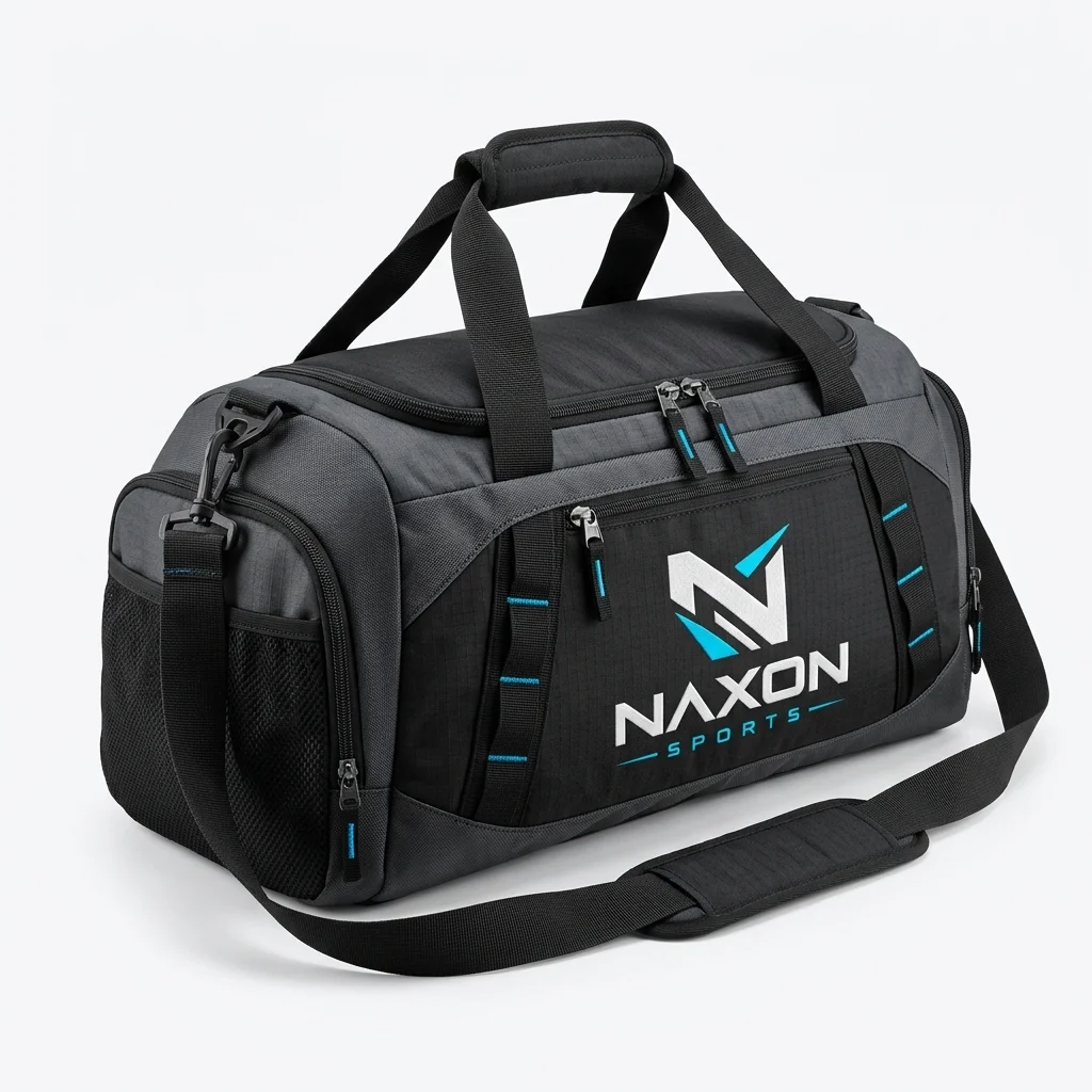 Custom Gym Bag Design 6 Custom Gym Bag Design 6 – gym bag mock-up made by Naxon Sports, Sialkot